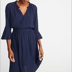 Flute Sleeve Henley Dress